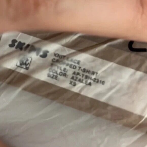 NWT Skims Knit Lace Cropped T-Shirt Azalea Pink XS - Picture 4 of 9